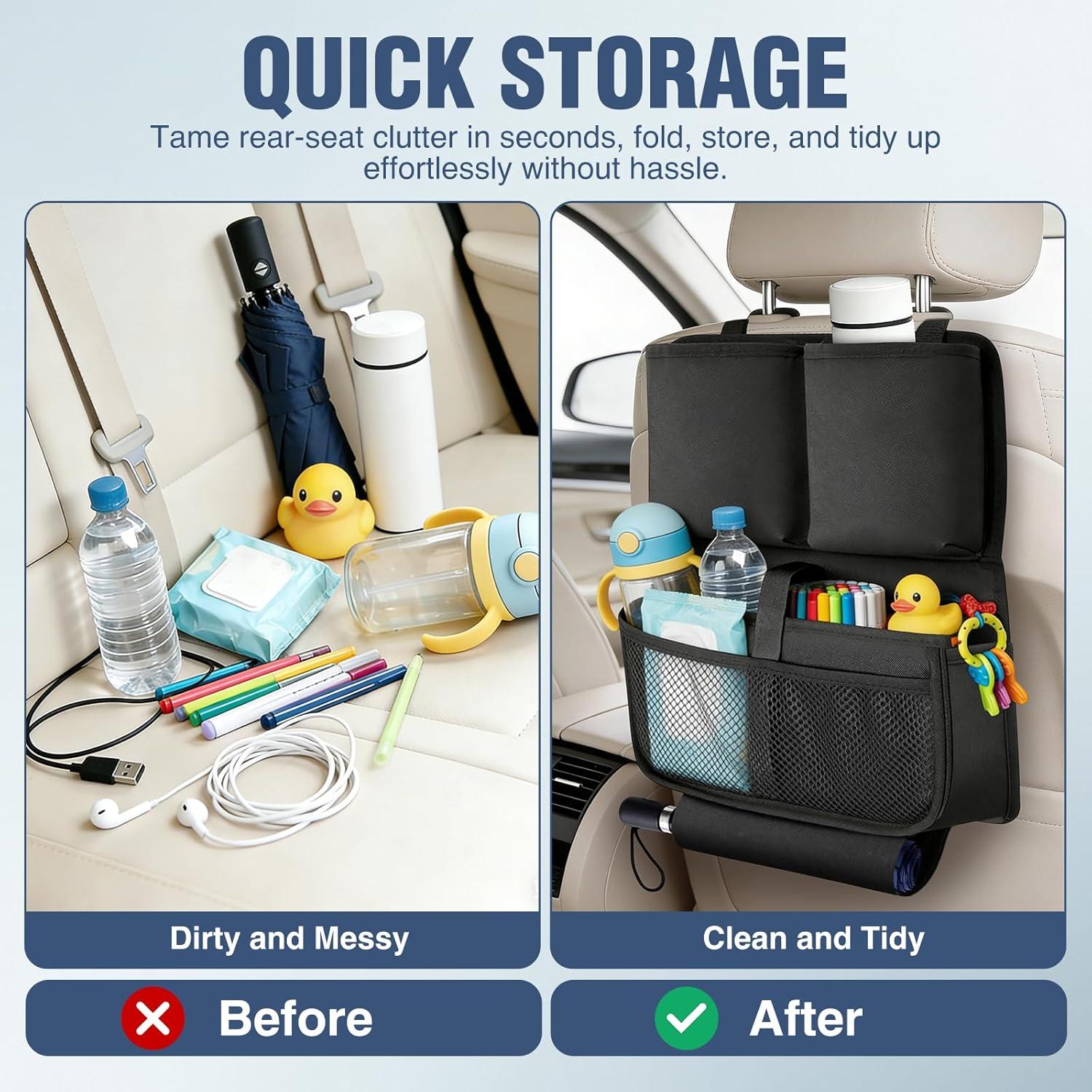 image:imageNilight Car Seat Back Organizer 2PCS Hanging Trunk Storage Bag Oxford Fabric Multi Compartment Cup Holder Scratch Resistant Universal for Car Van SUV MPV Pickup Truck