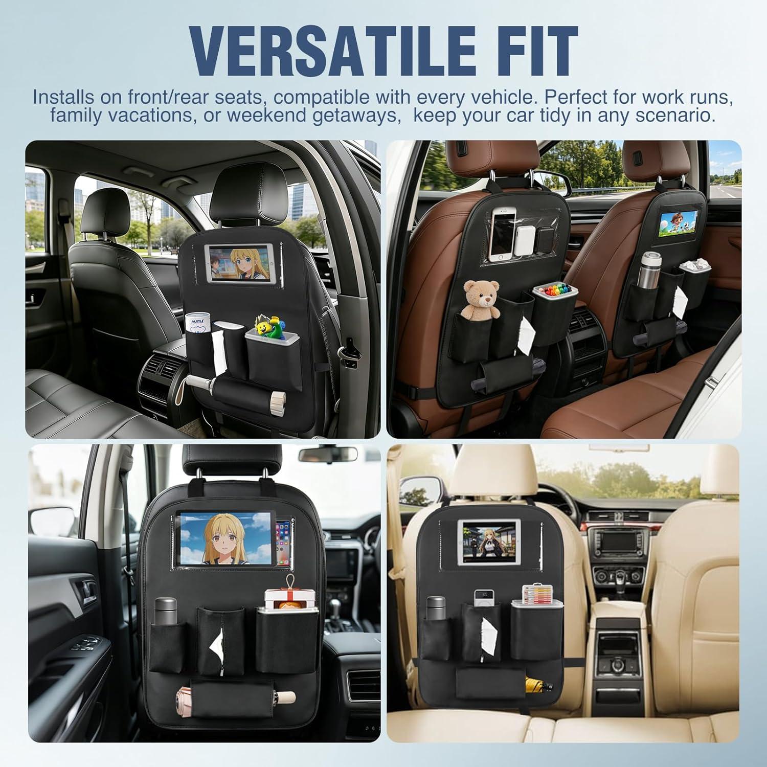 image:imageNilight Car Seat Back Organizer 2PCS with PU Leather Multifunctional Storage Bag Kick Mat Tissue Box Removable Bucket Cup Holder Waterproof Universal for Car Van SUV MPV Pickup Truck