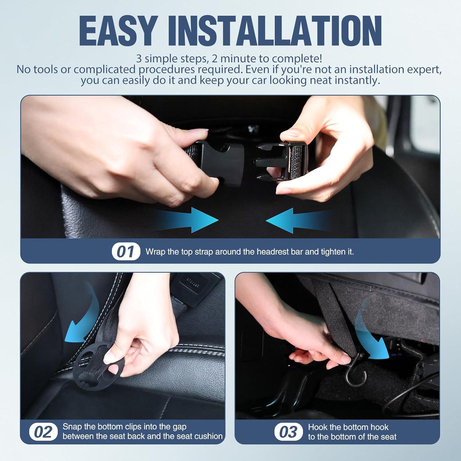 image:imageNilight Car Seatback Organizer 1PCS with Foldable Tray Tablet Holder PU Leather Multifunctional Storage Bag Kick Mat Tissue Box Removable Bucket Waterproof Universal for Car Van SUV MPV Pickup Truck