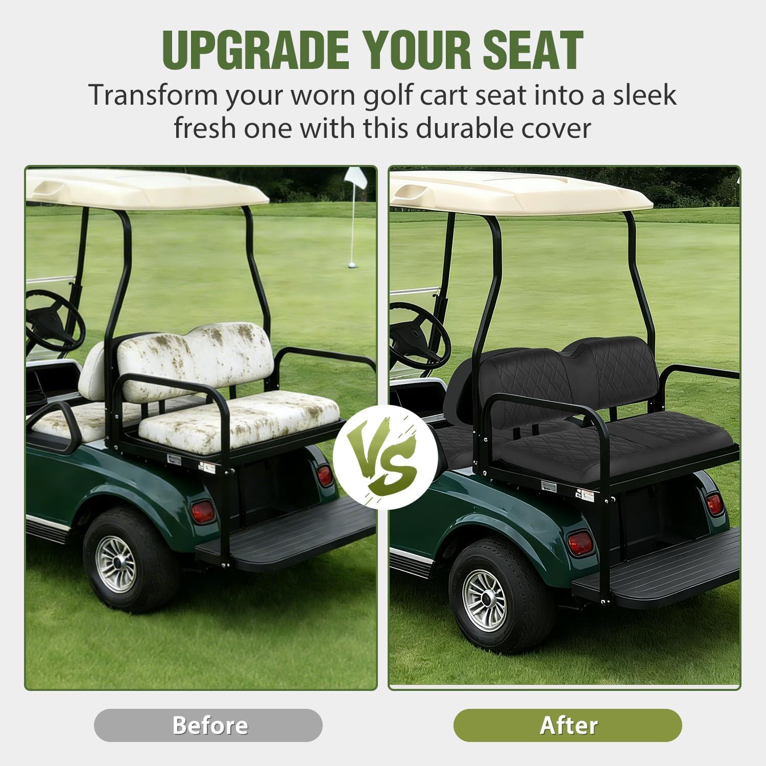 image:imageNilight Golf Cart Seat Covers Kit Front and Rear Waterproof Sun Scratch Resistant Leather Diamond Stitching No Staple AllSeason Protection for Club Car DS 20002026