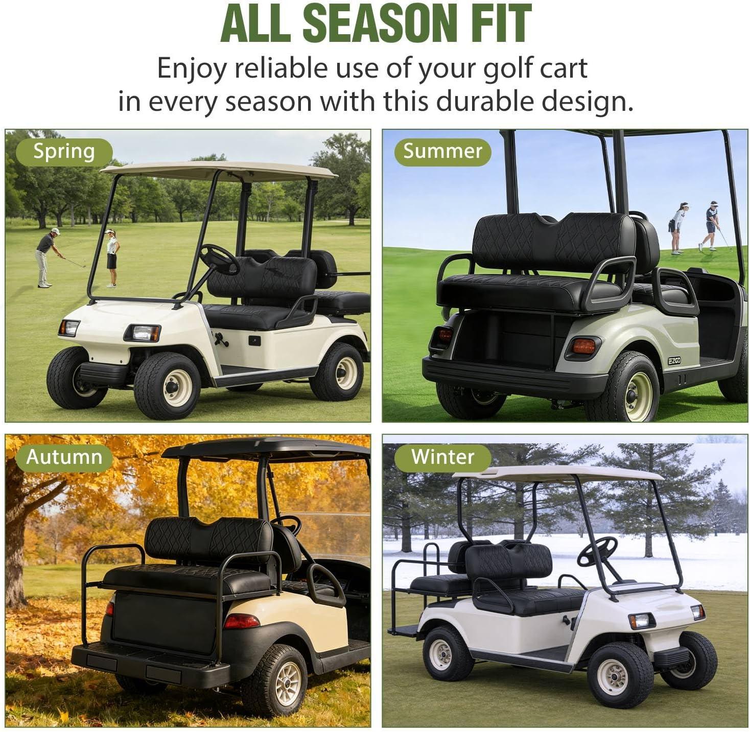 image:imageNilight Golf Cart Seat Covers Kit Front and Rear Waterproof Sun Scratch Resistant Leather Diamond Stitching No Staple AllSeason Protection for EZGO TXT 19942013RXV