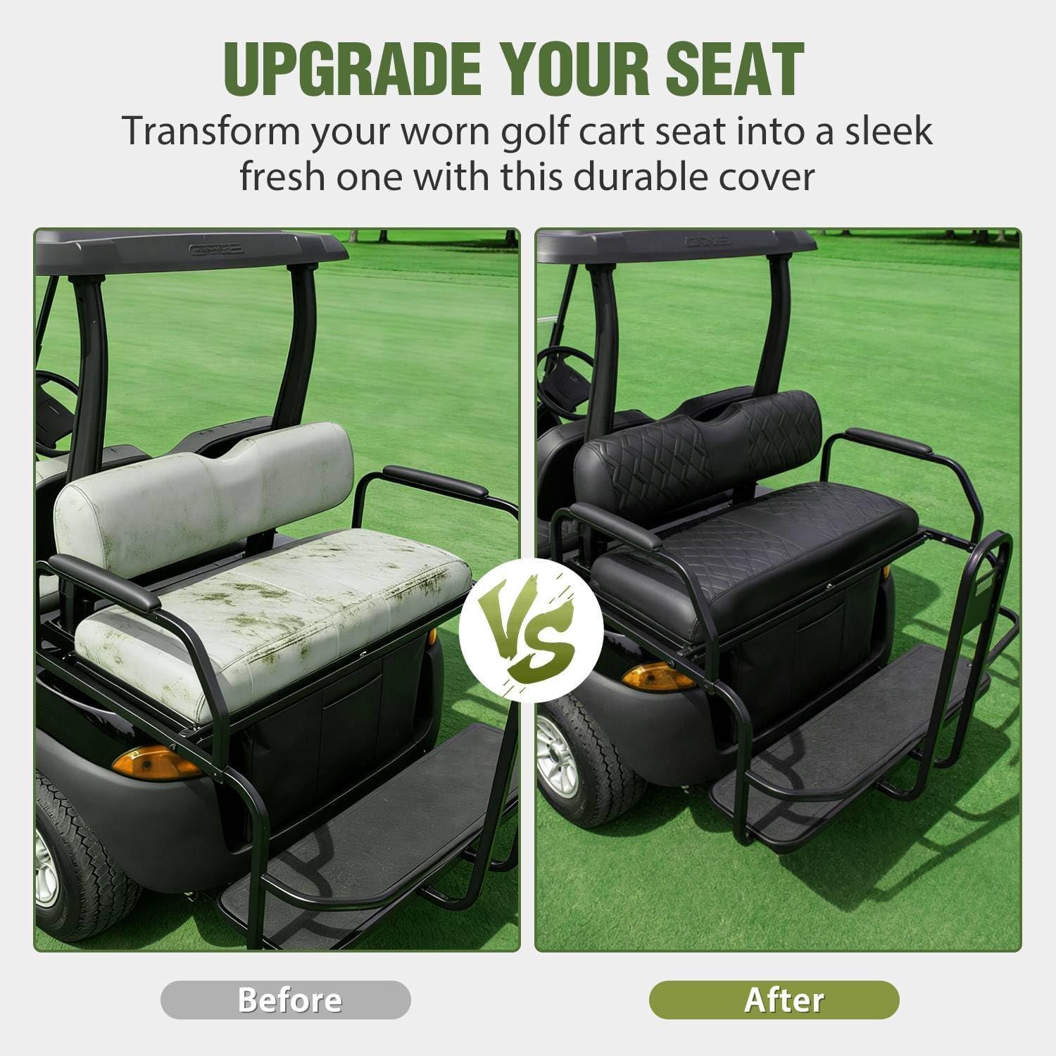 image:imageNilight Golf Cart Seat Covers Kit Front and Rear Waterproof Sun Scratch Resistant Leather Diamond Stitching No Staple AllSeason Protection for EZGO TXT 19942013RXV