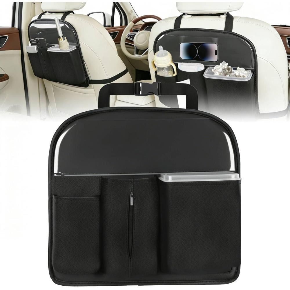 image:imageNilight Car Seat Back Organizer 1PCS Hanging PU Leather with Removable Inner Bucket Tissue Box Storage Bag Mesh Pockets Waterproof Universal for Car Van SUV MPV Pickup Truck