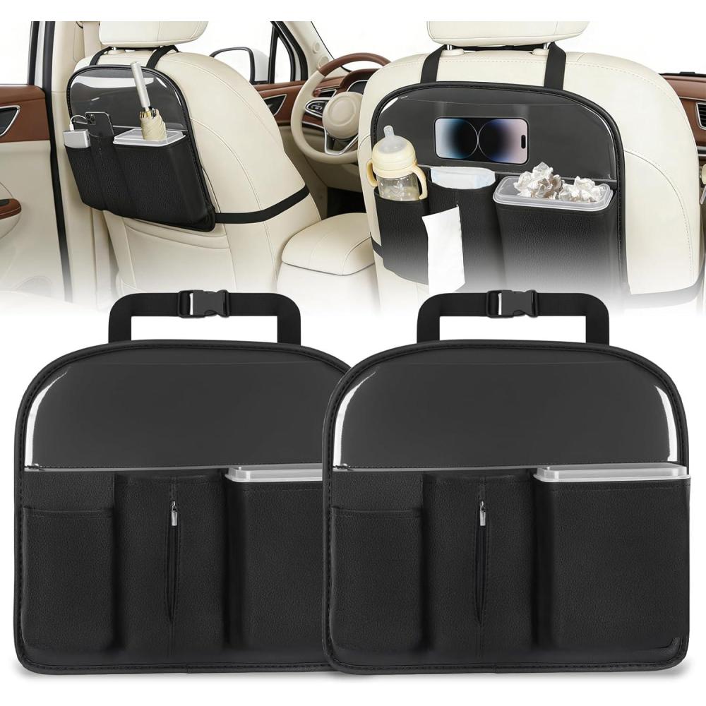 image:imageNilight Car Seat Back Organizer 2PCS Hanging PU Leather with Removable Inner Bucket Tissue Box Storage Bag Mesh Pockets Waterproof Universal for Car Van SUV MPV Pickup Truck
