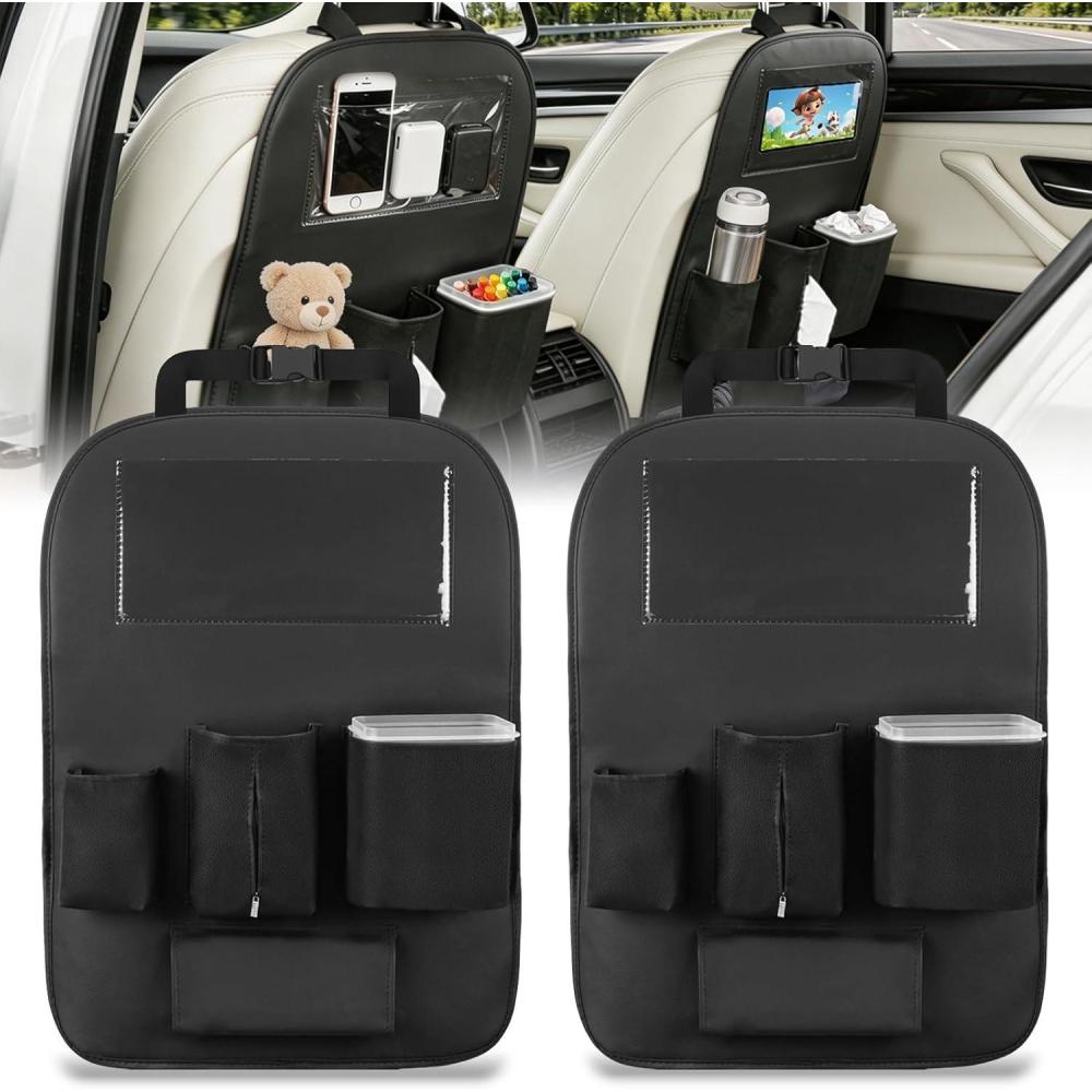 image:imageNilight Car Seat Back Organizer 2PCS with PU Leather Multifunctional Storage Bag Kick Mat Tissue Box Removable Bucket Cup Holder Waterproof Universal for Car Van SUV MPV Pickup Truck