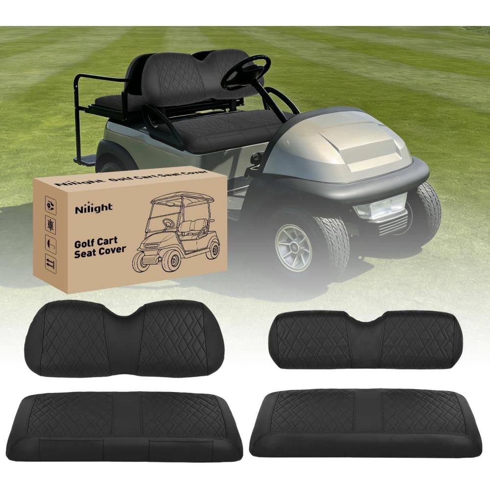 image:imageNilight Golf Cart Seat Covers Kit Front and Rear Waterproof Sun Scratch Resistant Leather Diamond Stitching No Staple AllSeason Protection for Club Car Precedent 20042019