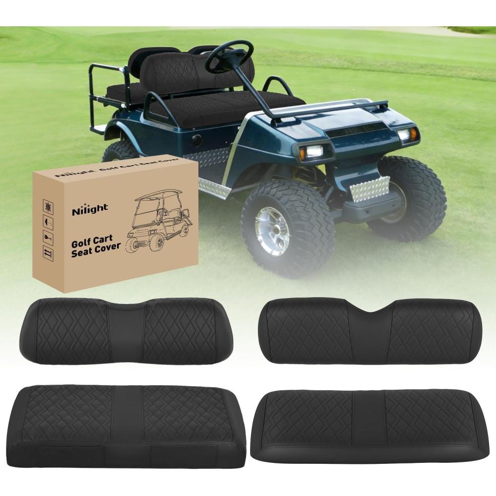 image:imageNilight Golf Cart Seat Covers Kit Front and Rear Waterproof Sun Scratch Resistant Leather Diamond Stitching No Staple AllSeason Protection for Club Car DS 20002026