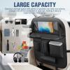 Nilight Car Seatback Organizer 2PCS with Foldable Tray Tablet Holder PU Leather Multifunctional Storage Bag Kick Mat Tissue Box Removable Bucket Waterproof Universal for Car Van SUV MPV Pickup Truck