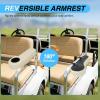 Nilight Golf Cart Armrest Beige 2PCS Flip Stand Fits 1 inch Square No Drilling with Detachable Cup Holder Iron Bracket PU Leather Wooden Baseboard for EZGO Club Car Yamaha Rear Seat