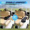 Nilight Golf Cart Armrest Black Diamond 2PCS Flip Stand Fits 1 inch Square No Drilling with Detachable Cup Holder Iron Bracket PU Leather Wooden Baseboard for EZGO Club Car Yamaha Rear Seat