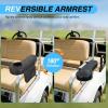 Nilight Golf Cart Armrest Black Diamond 2PCS Flip Stand Fits 1 inch Square No Drilling with Storage Bag Detachable Cup Holder Iron Bracket PU Leather Wooden Base for EZGO Club Car Yamaha Rear Seat