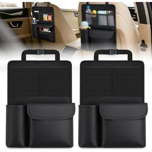 Nilight Car Seat Back Organizer 2PCS Hanging PU Leather with Multi Pockets Foldable Trunk Storage Bag Scratch Resistant Waterproof Universal for Car Van SUV MPV Pickup Truck
