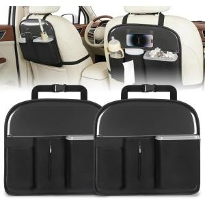 Nilight Car Seat Back Organizer 2PCS Hanging PU Leather with Removable Inner Bucket Tissue Box Storage Bag Mesh Pockets Waterproof Universal for Car Van SUV MPV Pickup Truck
