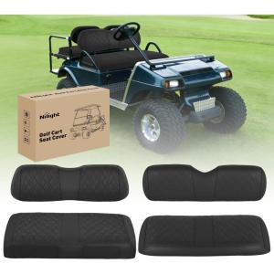 Nilight Golf Cart Seat Covers Kit Front and Rear Waterproof Sun Scratch Resistant Leather Diamond Stitching No Staple All-Season Protection for Club Car DS 2000-2026