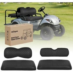 Nilight Golf Cart Seat Covers Kit Front and Rear Waterproof Sun Scratch Resistant Leather Diamond Stitching No Staple All-Season Protection for Yamaha Drive G29 2007-2016 / Yamaha Drive 2 2017-2026