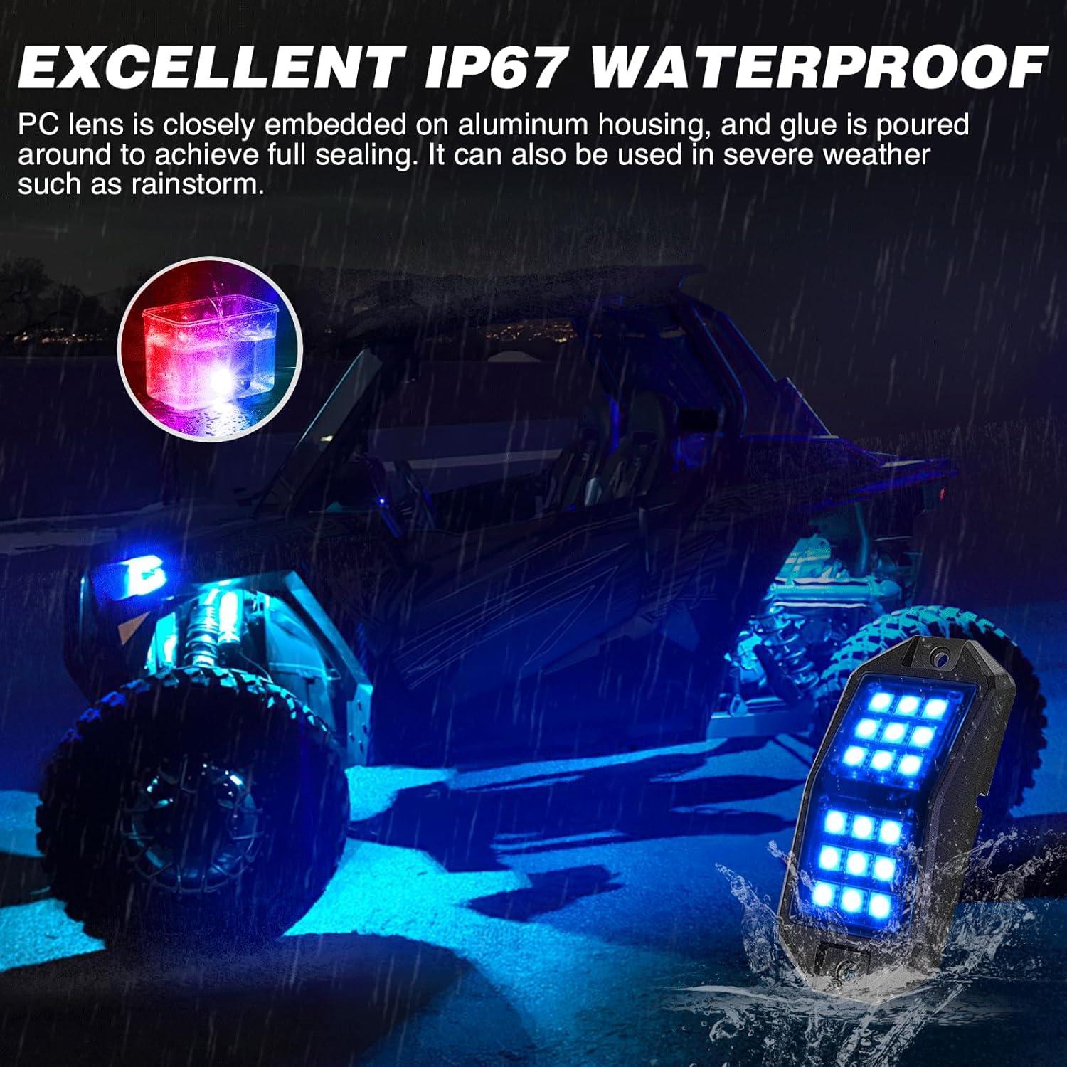 image:imageNilight RGB LED Rock Lights Kit 8 PCS Underglow Multicolor Neon Light Pod with Magnetic Base Bluetooth App Control Flashing Music Mode IP68 Wheel Well Light for Truck ATV UTV RZR SUVRGB 18LED