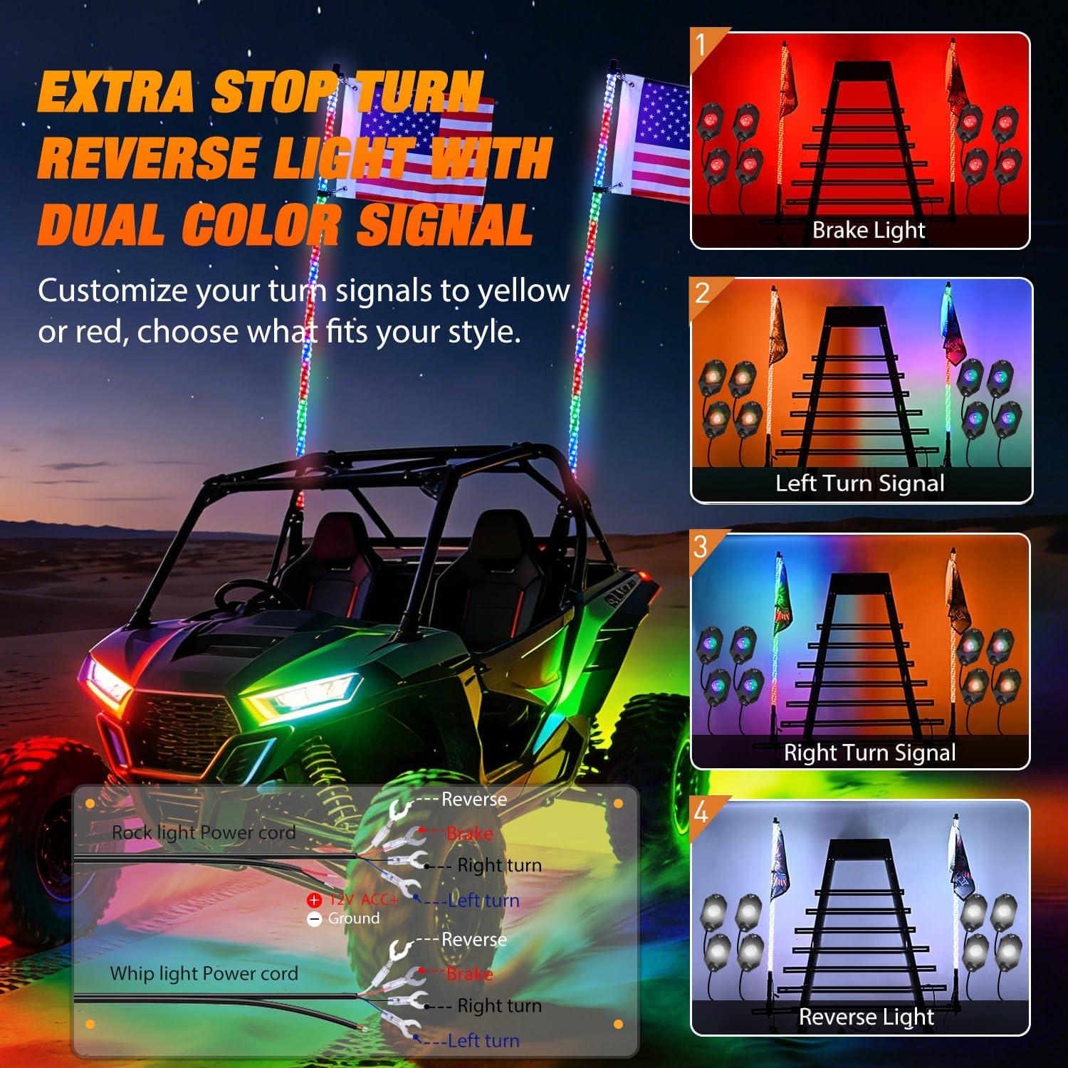 image:imageNilight RGB LED Rock Lights Kit 8 PCS Underglow Multicolor Neon Light Pod with Magnetic Base Bluetooth App Control Flashing Music Mode IP68 Wheel Well Light for Truck ATV UTV RZR SUVRGBWhipRock