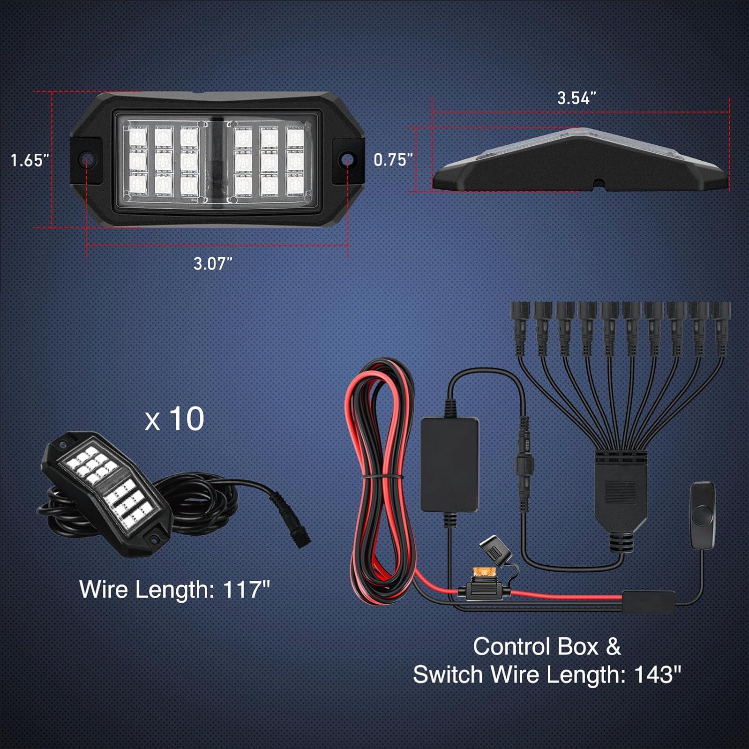 image:imageNilight RGB LED Rock Lights Kit 8 PCS Underglow Multicolor Neon Light Pod with Magnetic Base Bluetooth App Control Flashing Music Mode IP68 Wheel Well Light for Truck ATV UTV RZR SUVRGB 18LED