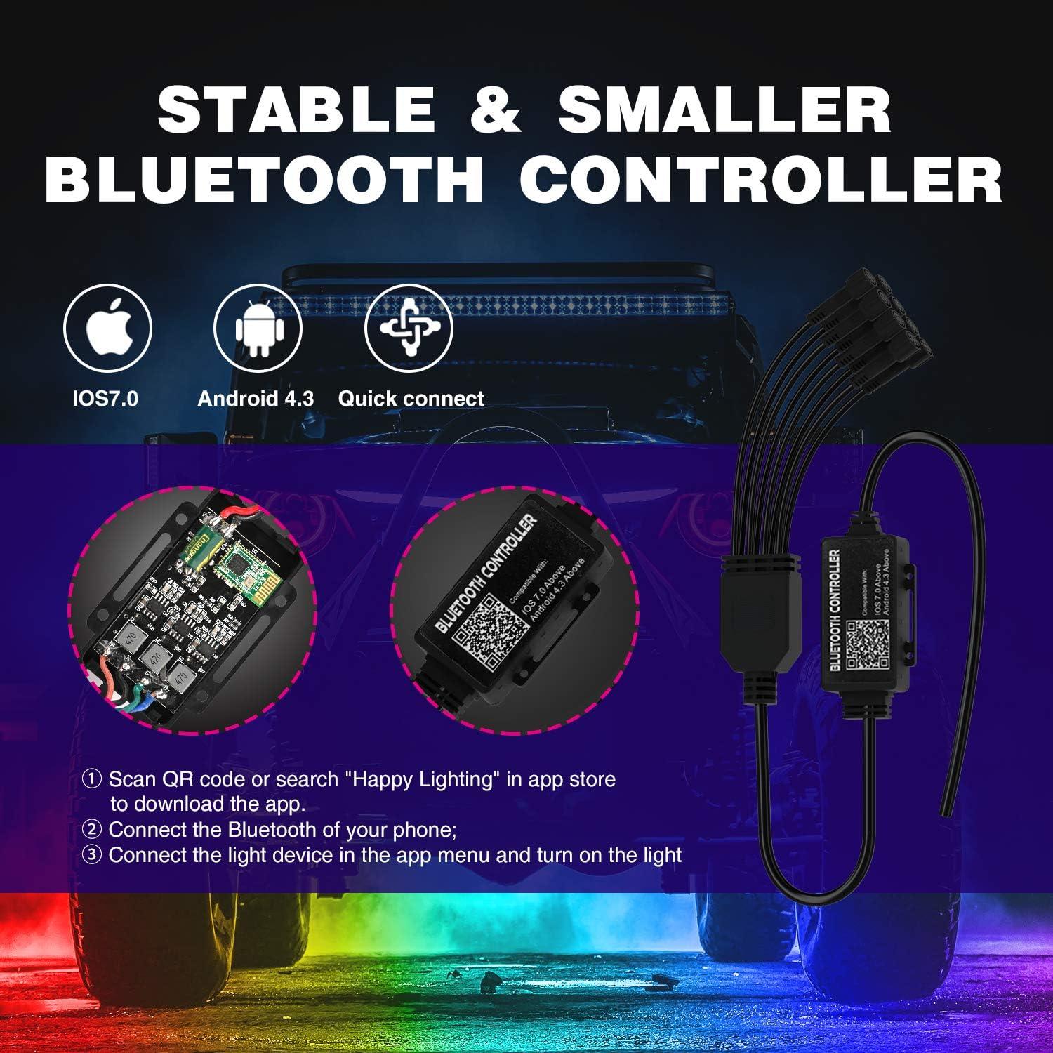 image:imageNilight RGB LED Rock Lights Kit 8 PCS Underglow Multicolor Neon Light Pod with Magnetic Base Bluetooth App Control Flashing Music Mode IP68 Wheel Well Light for Truck ATV UTV RZR SUVRGB 3LED
