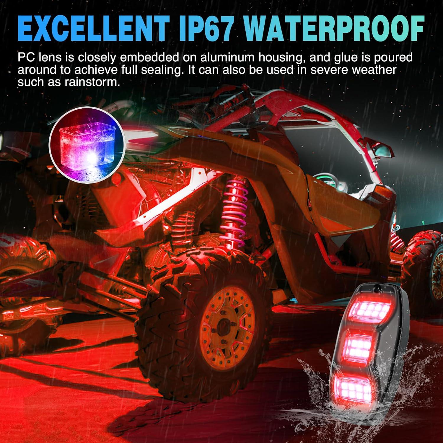 image:imageNilight RGB LED Rock Lights Kit 8 PCS Underglow Multicolor Neon Light Pod with Magnetic Base Bluetooth App Control Flashing Music Mode IP68 Wheel Well Light for Truck ATV UTV RZR SUVRGBW 22LED