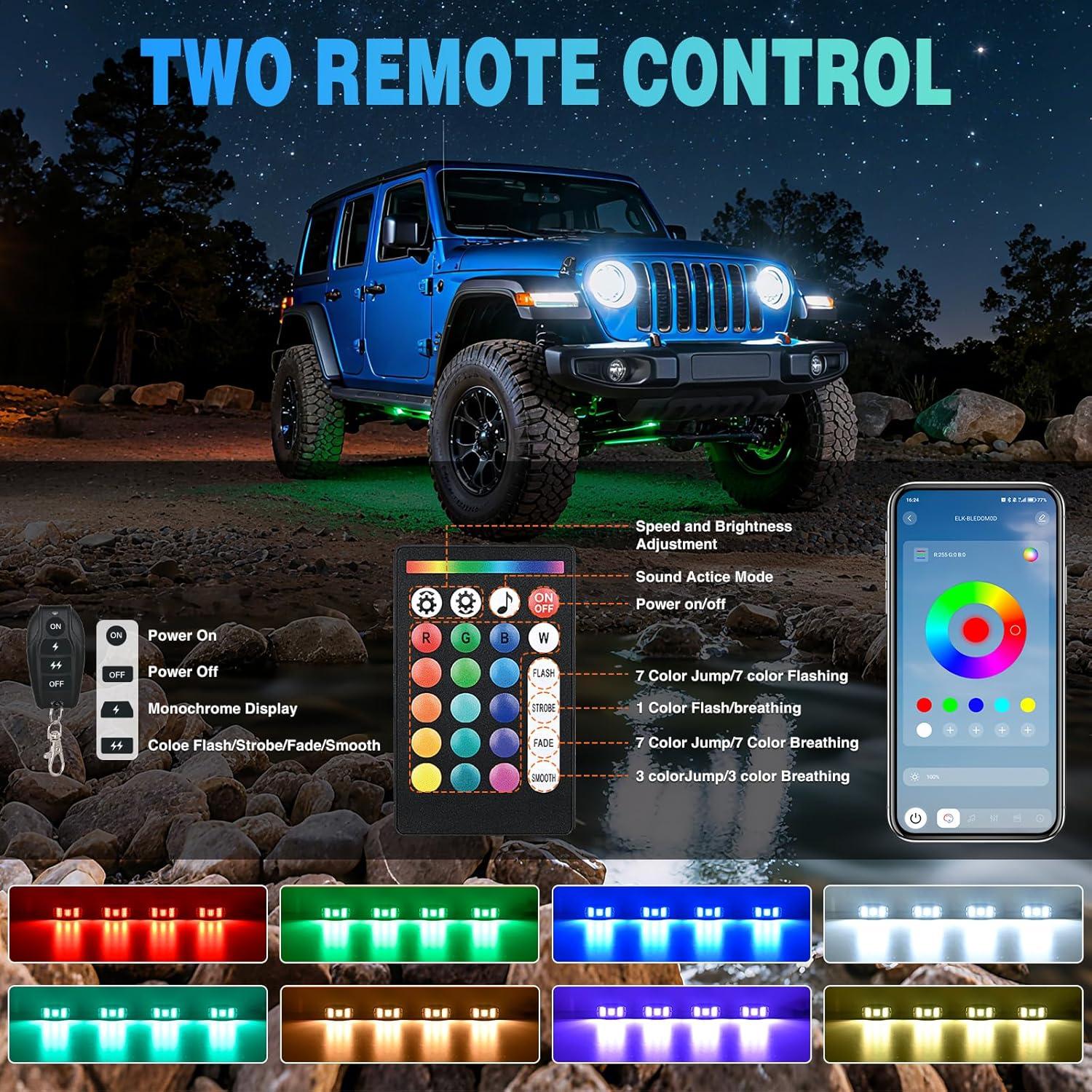 image:imageNilight RGB LED Rock Lights Kit 8 PCS Underglow Multicolor Neon Light Pod with Magnetic Base Bluetooth App Control Flashing Music Mode IP68 Wheel Well Light for Truck ATV UTV RZR SUVRGBW 22LED