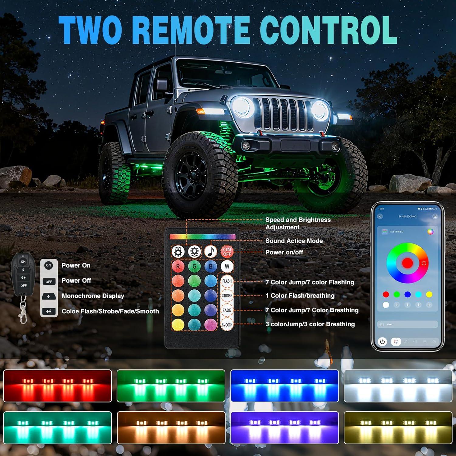 image:imageNilight RGB LED Rock Lights Kit 8 PCS Underglow Multicolor Neon Light Pod with Magnetic Base Bluetooth App Control Flashing Music Mode IP68 Wheel Well Light for Truck ATV UTV RZR SUVRGBW 22LED