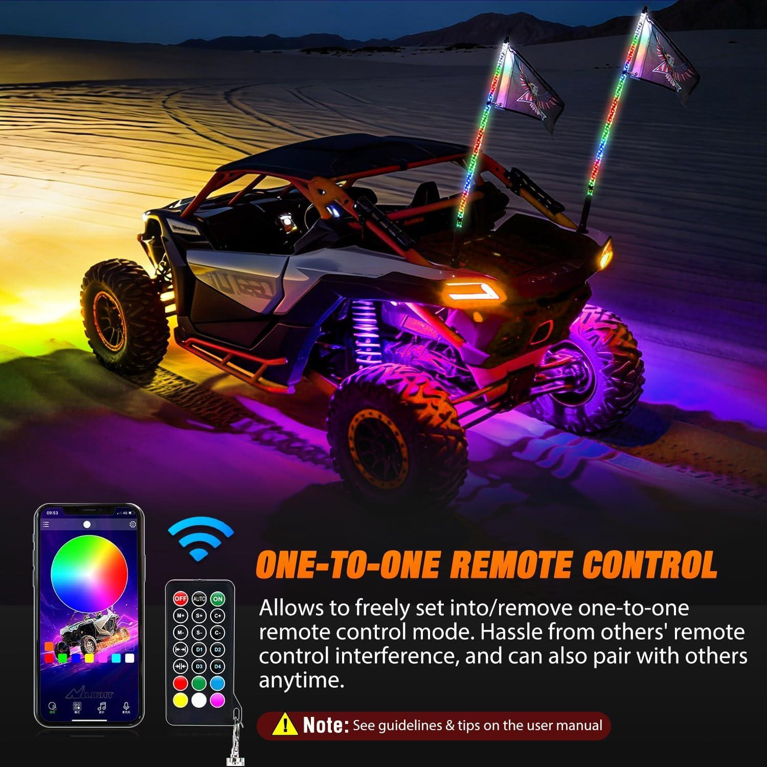 image:imageNilight RGB LED Rock Lights Kit 8 PCS Underglow Multicolor Neon Light Pod with Magnetic Base Bluetooth App Control Flashing Music Mode IP68 Wheel Well Light for Truck ATV UTV RZR SUVRGBWhipRock