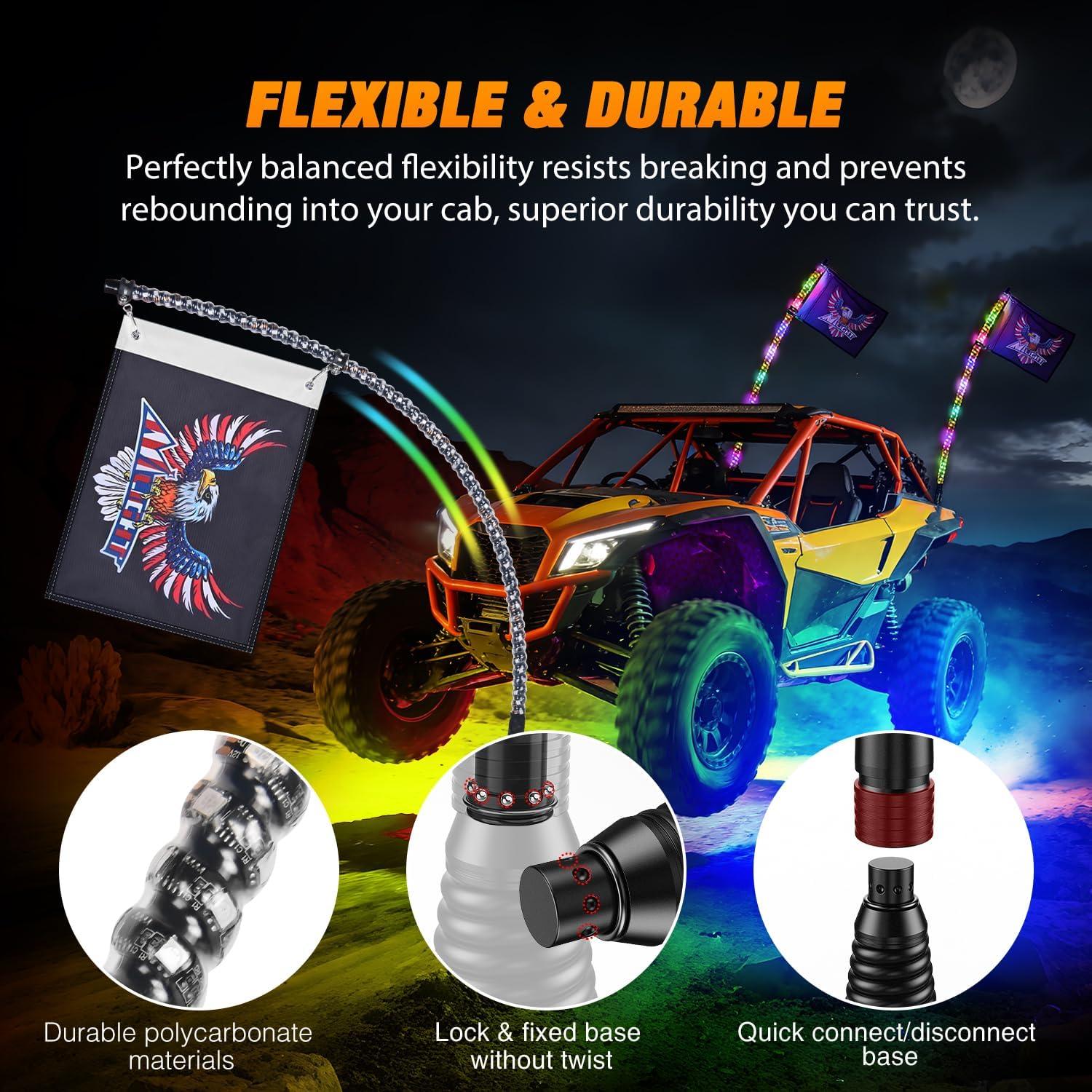 image:imageNilight RGB LED Rock Lights Kit 8 PCS Underglow Multicolor Neon Light Pod with Magnetic Base Bluetooth App Control Flashing Music Mode IP68 Wheel Well Light for Truck ATV UTV RZR SUVRGBWhipRock