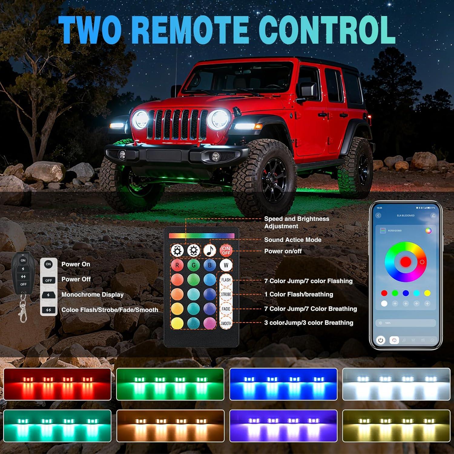 image:imageNilight RGB LED Rock Lights Kit 8 PCS Underglow Multicolor Neon Light Pod with Magnetic Base Bluetooth App Control Flashing Music Mode IP68 Wheel Well Light for Truck ATV UTV RZR SUVRGBW 22LED
