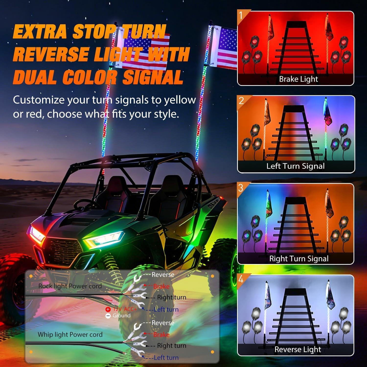 image:imageNilight RGB LED Rock Lights Kit 8 PCS Underglow Multicolor Neon Light Pod with Magnetic Base Bluetooth App Control Flashing Music Mode IP68 Wheel Well Light for Truck ATV UTV RZR SUVRGBWhipRock
