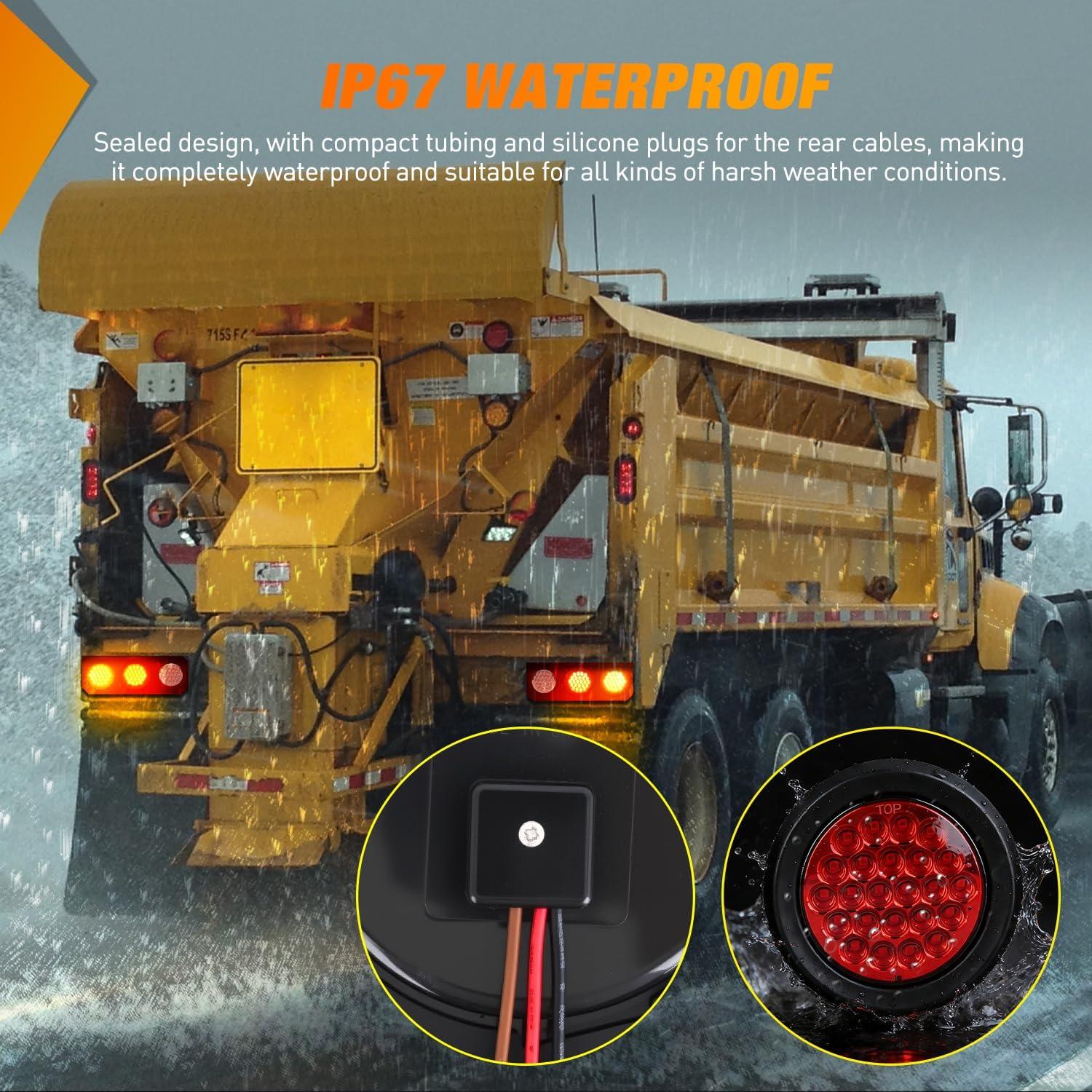 image:imageNilight Triple Tail Light 72LED 2PCS Stop Brake Turn Signals Reverse Back Up Running Lights with Iron Bracket Base IP67 Waterproof Fits Truck Trailer Camper Van RV Caravan