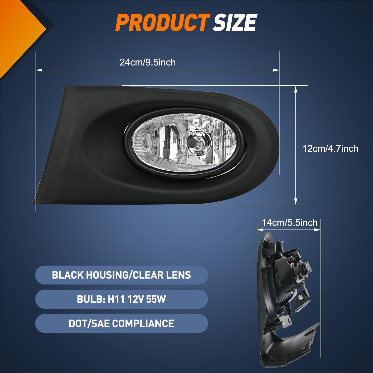 image:imageNilight Fog Lights Assembly Compatible with 2002 2003 2004 Acura RSX Left Driver and Right Passenger Side Amber Lens wH11 12V 55W Bulbs20022004 Acura RSX Clear