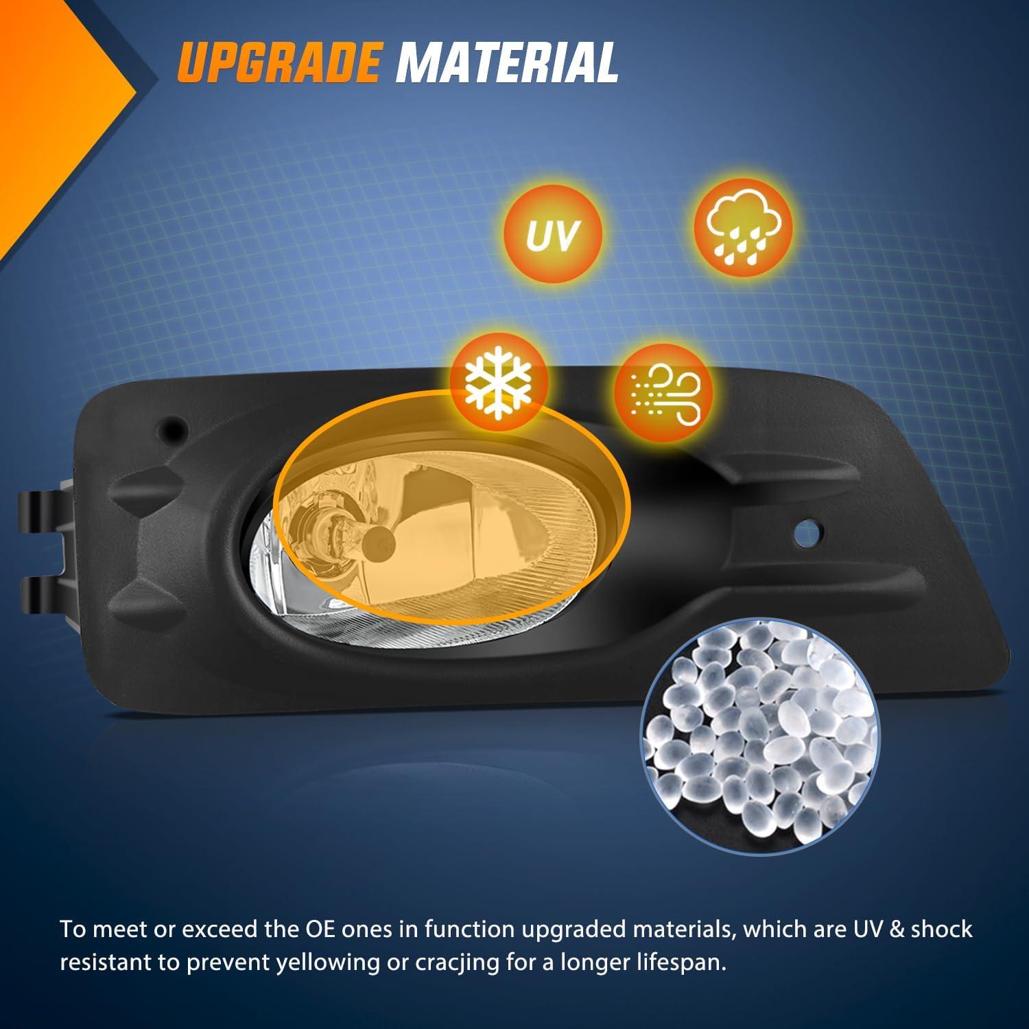 image:imageNilight Fog Lights Assembly Compatible with 2002 2003 2004 Acura RSX Left Driver and Right Passenger Side Amber Lens wH11 12V 55W Bulbs20062007 Honda Accord