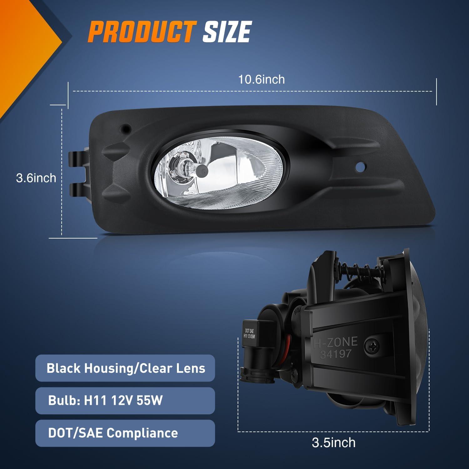 image:imageNilight Fog Lights Assembly Compatible with 2002 2003 2004 Acura RSX Left Driver and Right Passenger Side Amber Lens wH11 12V 55W Bulbs20062007 Honda Accord