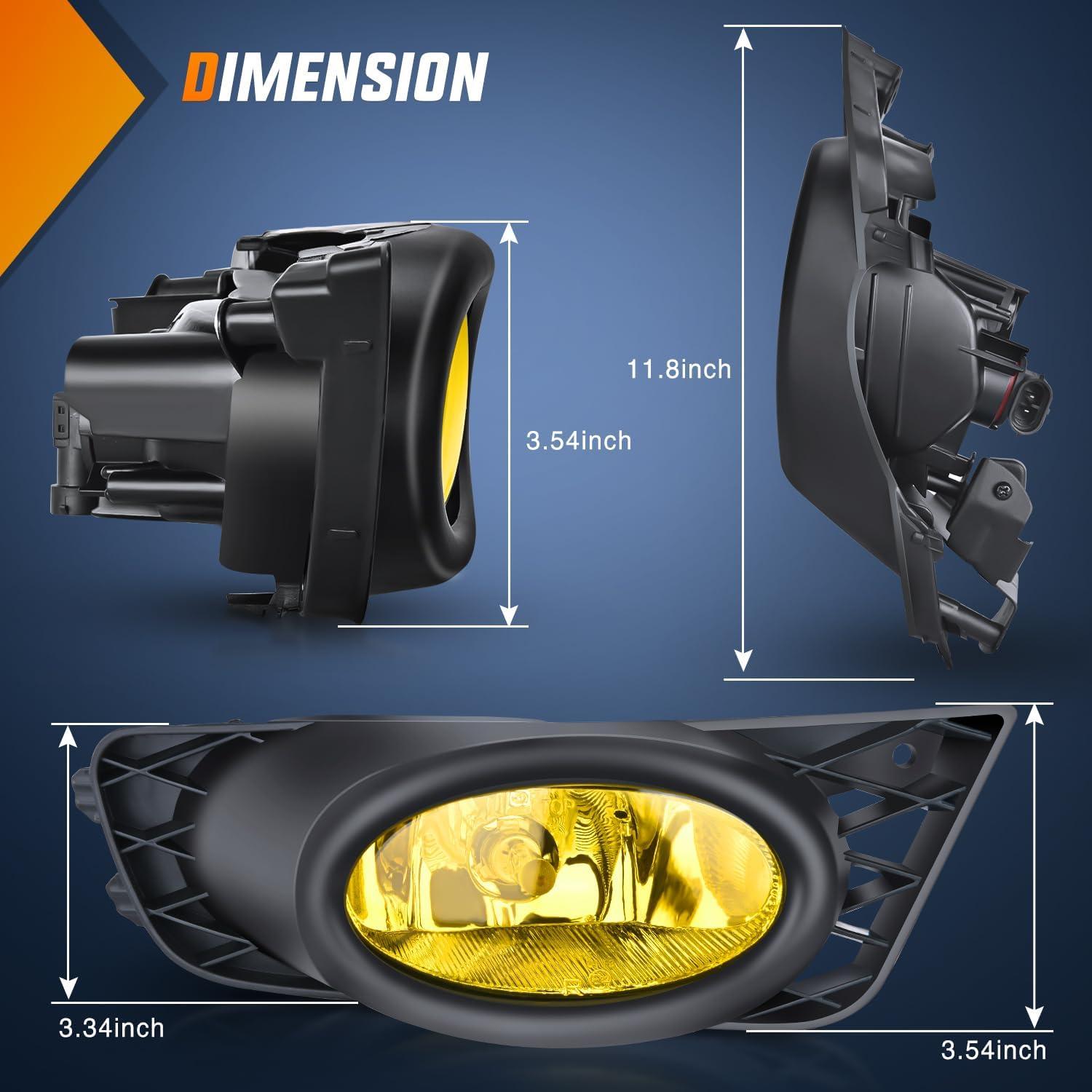 image:imageNilight Fog Lights Assembly Compatible with 2002 2003 2004 Acura RSX Left Driver and Right Passenger Side Amber Lens wH11 12V 55W Bulbs20092011 Honda Civic Amber