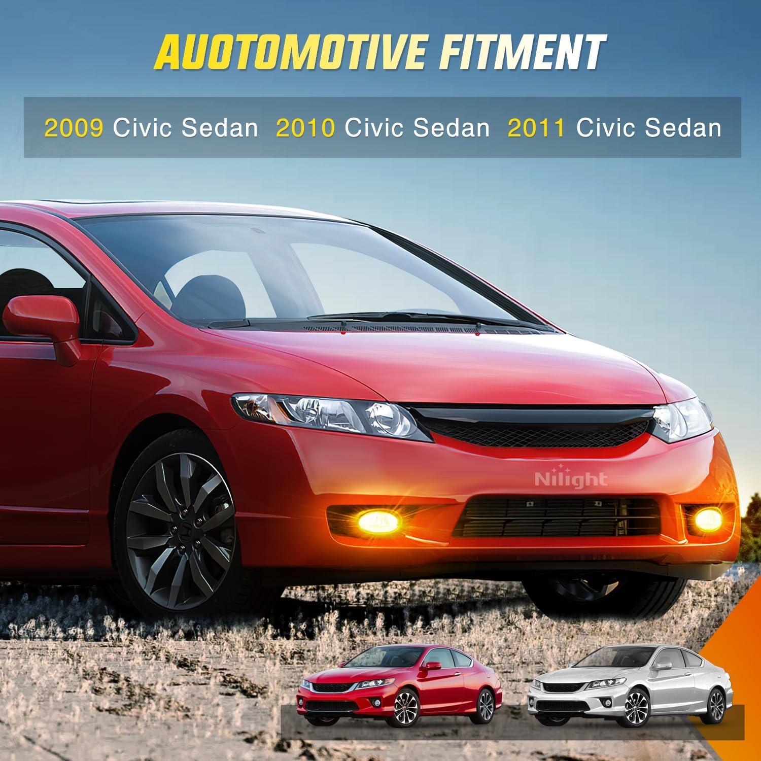 image:imageNilight Fog Lights Assembly Compatible with 2002 2003 2004 Acura RSX Left Driver and Right Passenger Side Amber Lens wH11 12V 55W Bulbs20092011 Honda Civic Amber