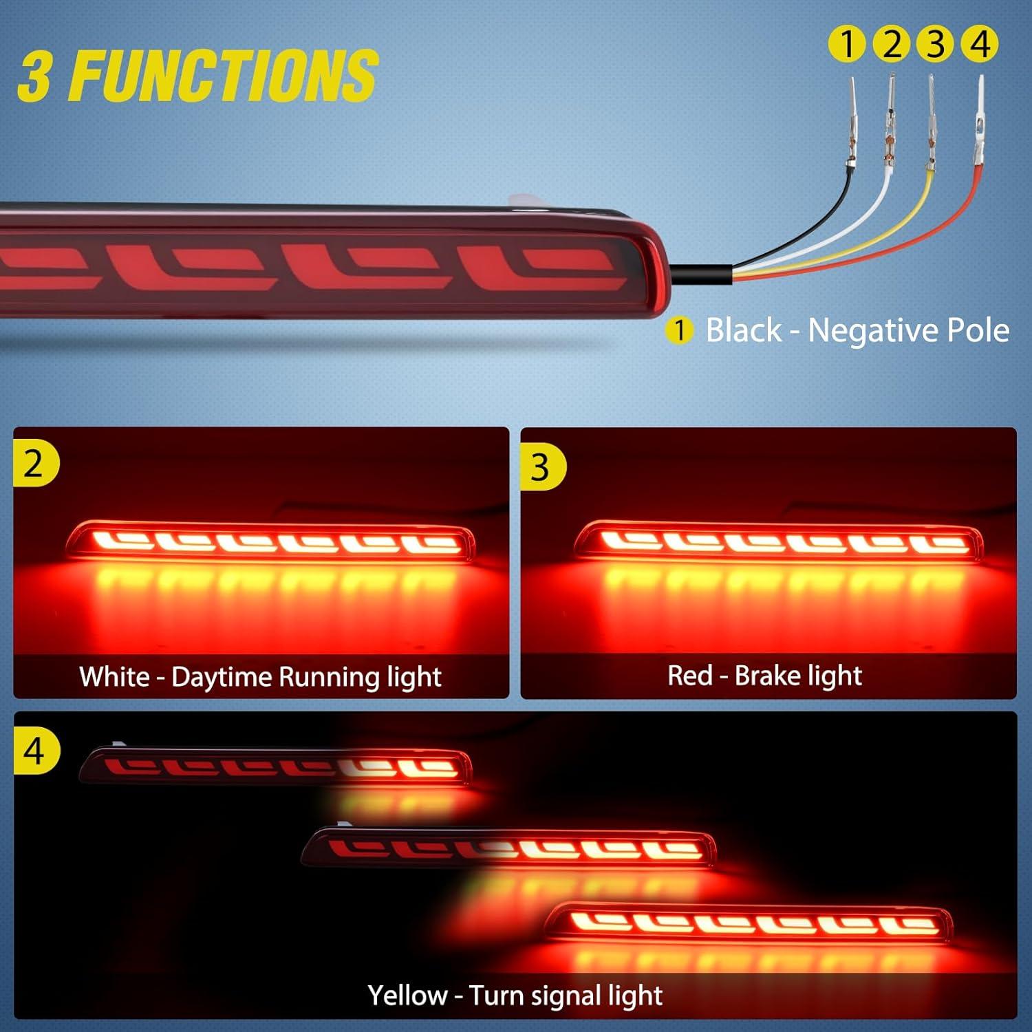 image:imageNilight Rear Bumper Tail Light Compatible with 2023 2024 Honda CRV Red Lens LED Reflector Rear Bumper Lamps Brake Turn Signal Sequential Flashing Driving Taillights ReplacementRed