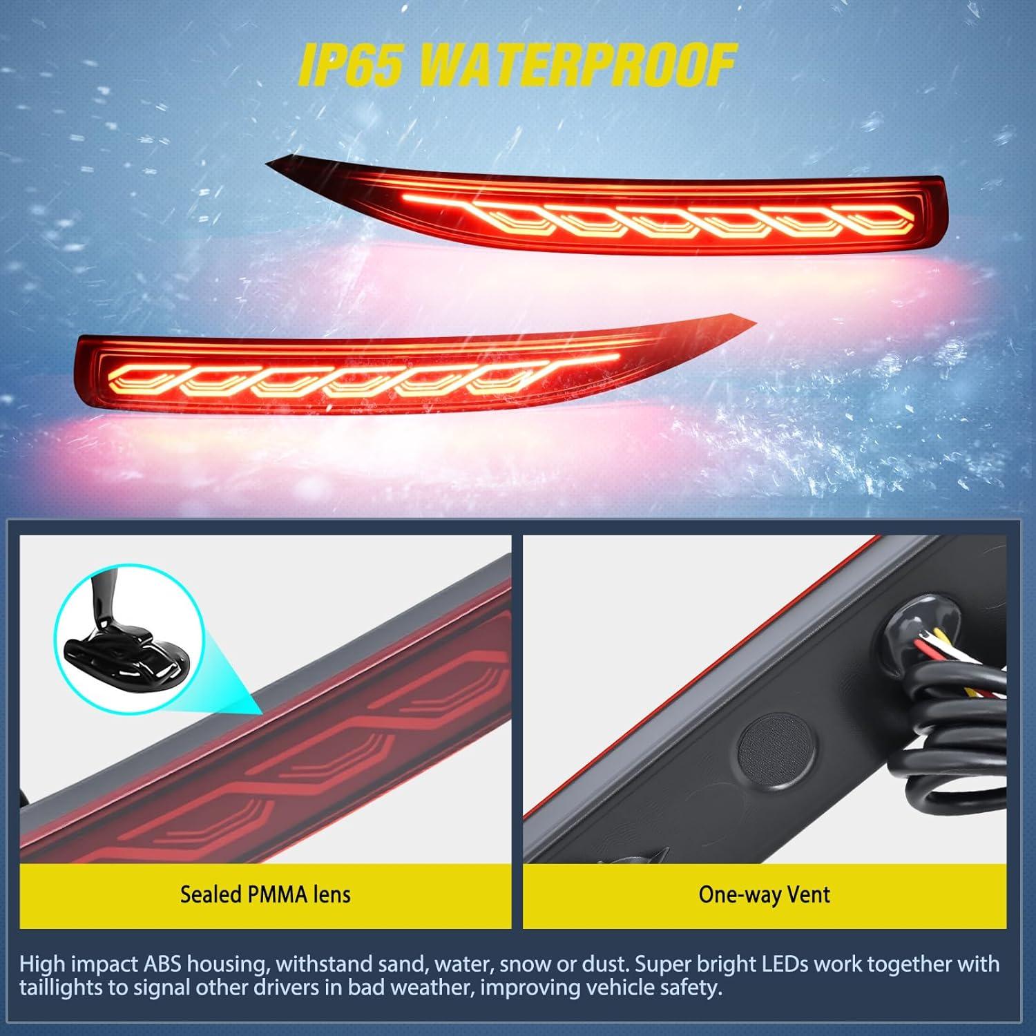 image:imageNilight Rear Bumper Tail Light Compatible with 2023 2024 Honda CRV Red Lens LED Reflector Rear Bumper Lamps Brake Turn Signal Sequential Flashing Driving Taillights ReplacementRed