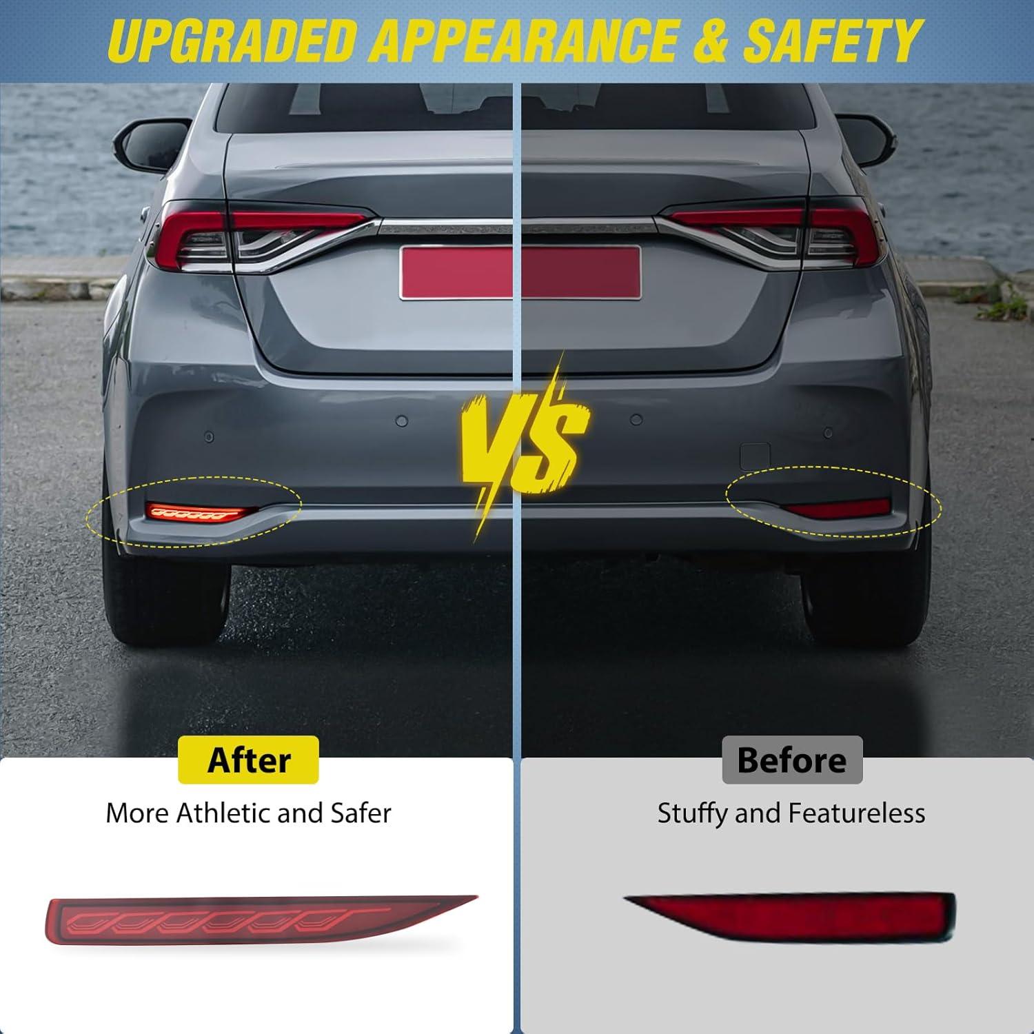 image:imageNilight Rear Bumper Tail Light Compatible with 2023 2024 Honda CRV Red Lens LED Reflector Rear Bumper Lamps Brake Turn Signal Sequential Flashing Driving Taillights ReplacementRed