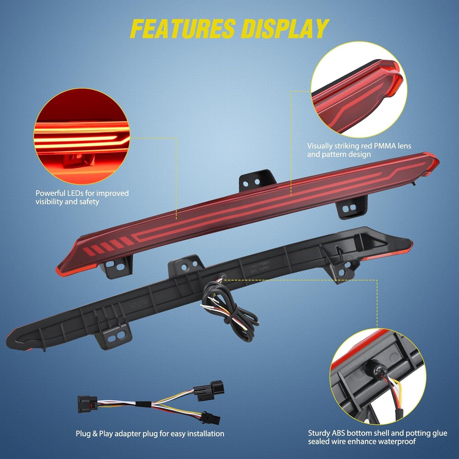 image:imageNilight Rear Bumper Tail Light Compatible with 2023 2024 Honda CRV Red Lens LED Reflector Rear Bumper Lamps Brake Turn Signal Sequential Flashing Driving Taillights ReplacementRed
