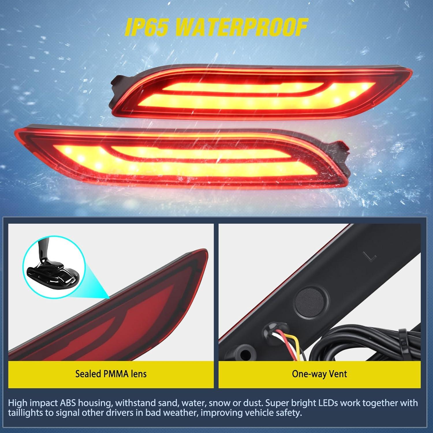 image:imageNilight Rear Bumper Tail Light Compatible with 2023 2024 Honda CRV Red Lens LED Reflector Rear Bumper Lamps Brake Turn Signal Sequential Flashing Driving Taillights ReplacementRed