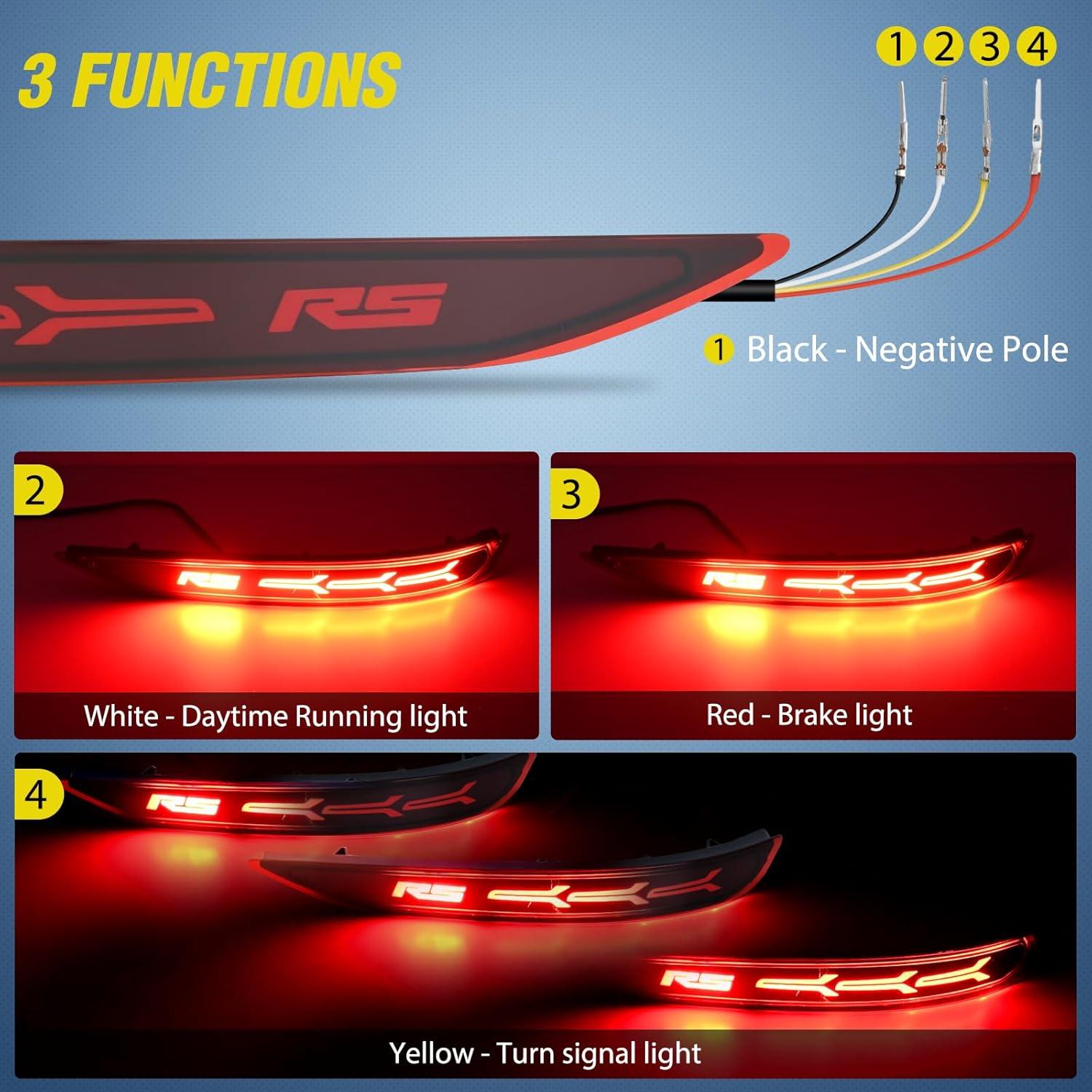 image:imageNilight Rear Bumper Tail Light Compatible with 2023 2024 Honda CRV Red Lens LED Reflector Rear Bumper Lamps Brake Turn Signal Sequential Flashing Driving Taillights ReplacementRed