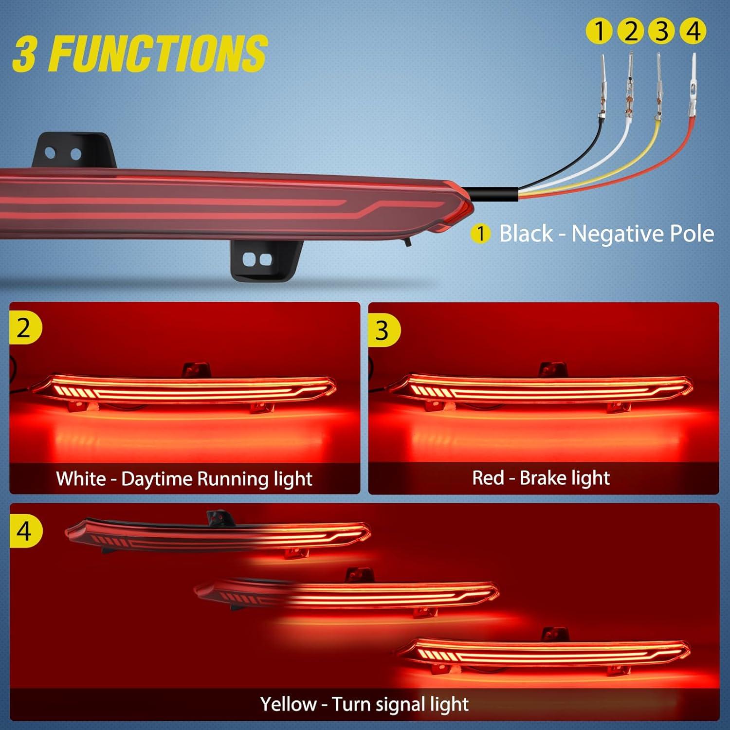 image:imageNilight Rear Bumper Tail Light Compatible with 2023 2024 Honda CRV Red Lens LED Reflector Rear Bumper Lamps Brake Turn Signal Sequential Flashing Driving Taillights ReplacementRed