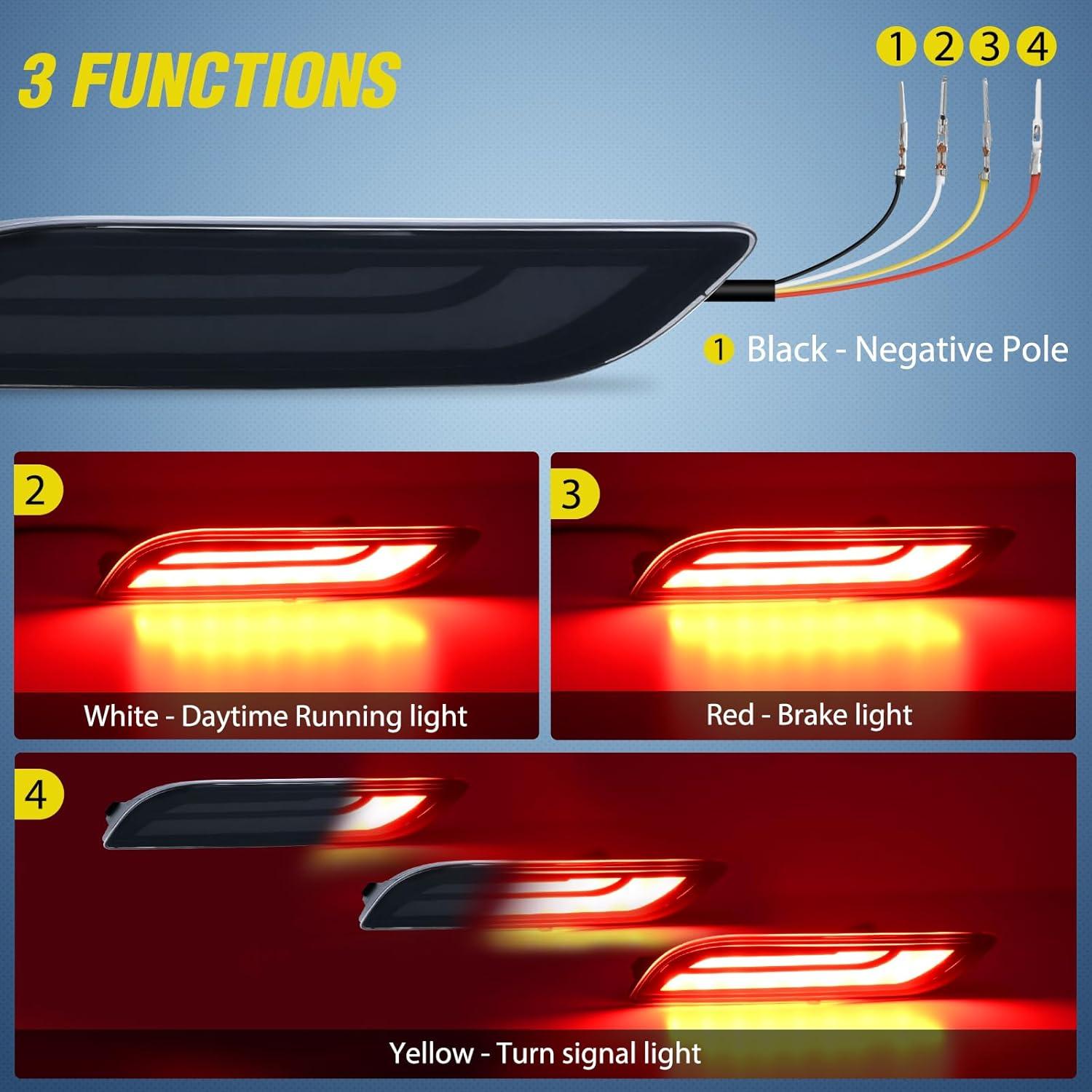 image:imageNilight Rear Bumper Tail Light Compatible with 2023 2024 Honda CRV Red Lens LED Reflector Rear Bumper Lamps Brake Turn Signal Sequential Flashing Driving Taillights ReplacementSmoke