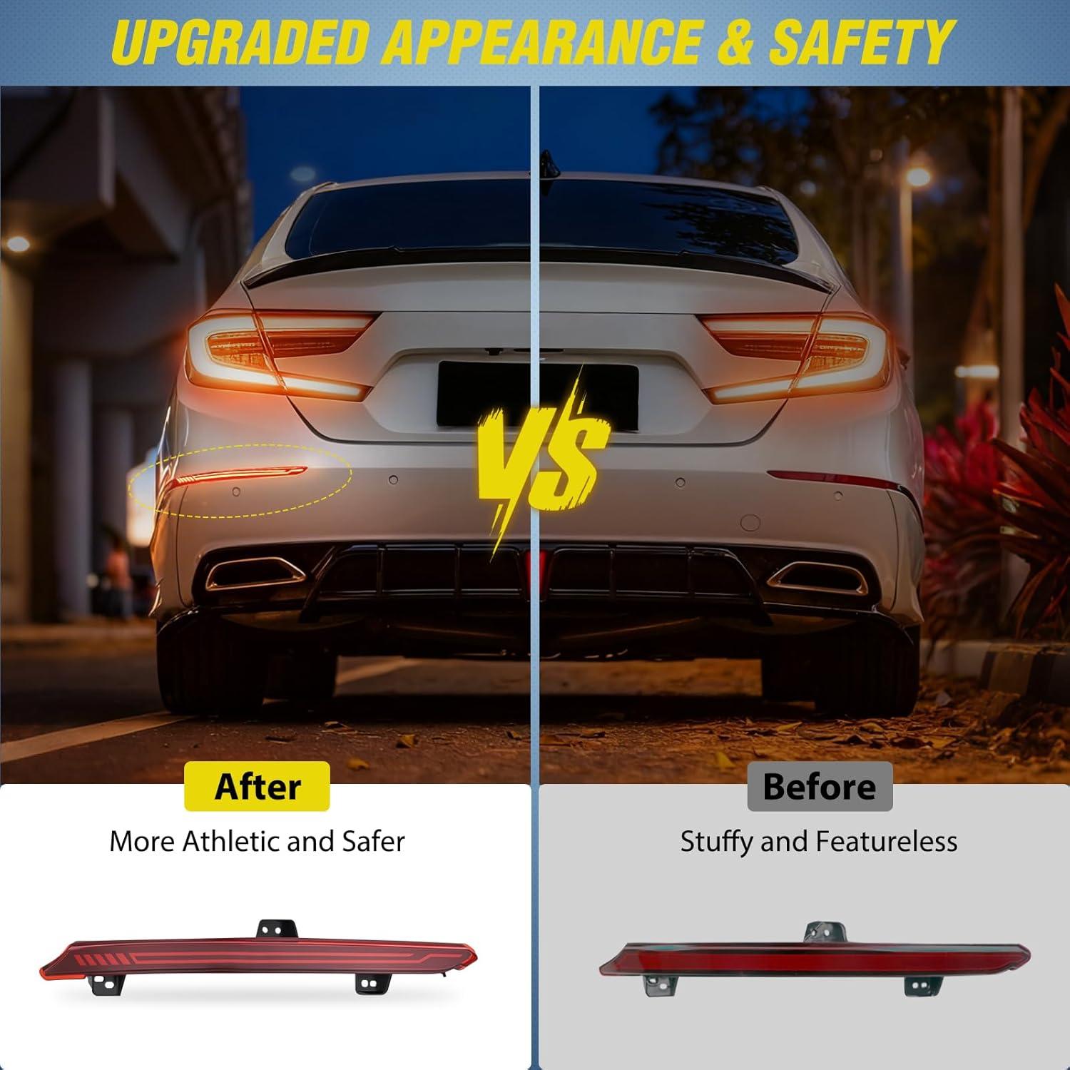 image:imageNilight Rear Bumper Tail Light Compatible with 2023 2024 Honda CRV Red Lens LED Reflector Rear Bumper Lamps Brake Turn Signal Sequential Flashing Driving Taillights ReplacementRed