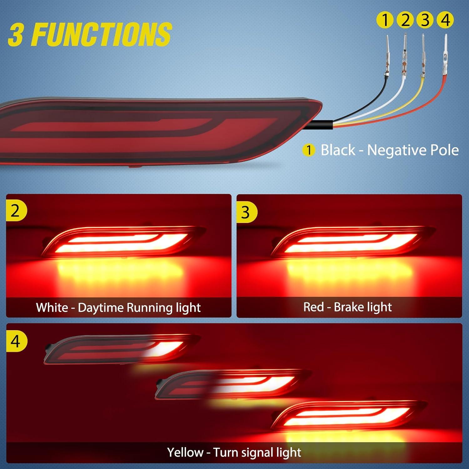 image:imageNilight Rear Bumper Tail Light Compatible with 2023 2024 Honda CRV Red Lens LED Reflector Rear Bumper Lamps Brake Turn Signal Sequential Flashing Driving Taillights ReplacementRed