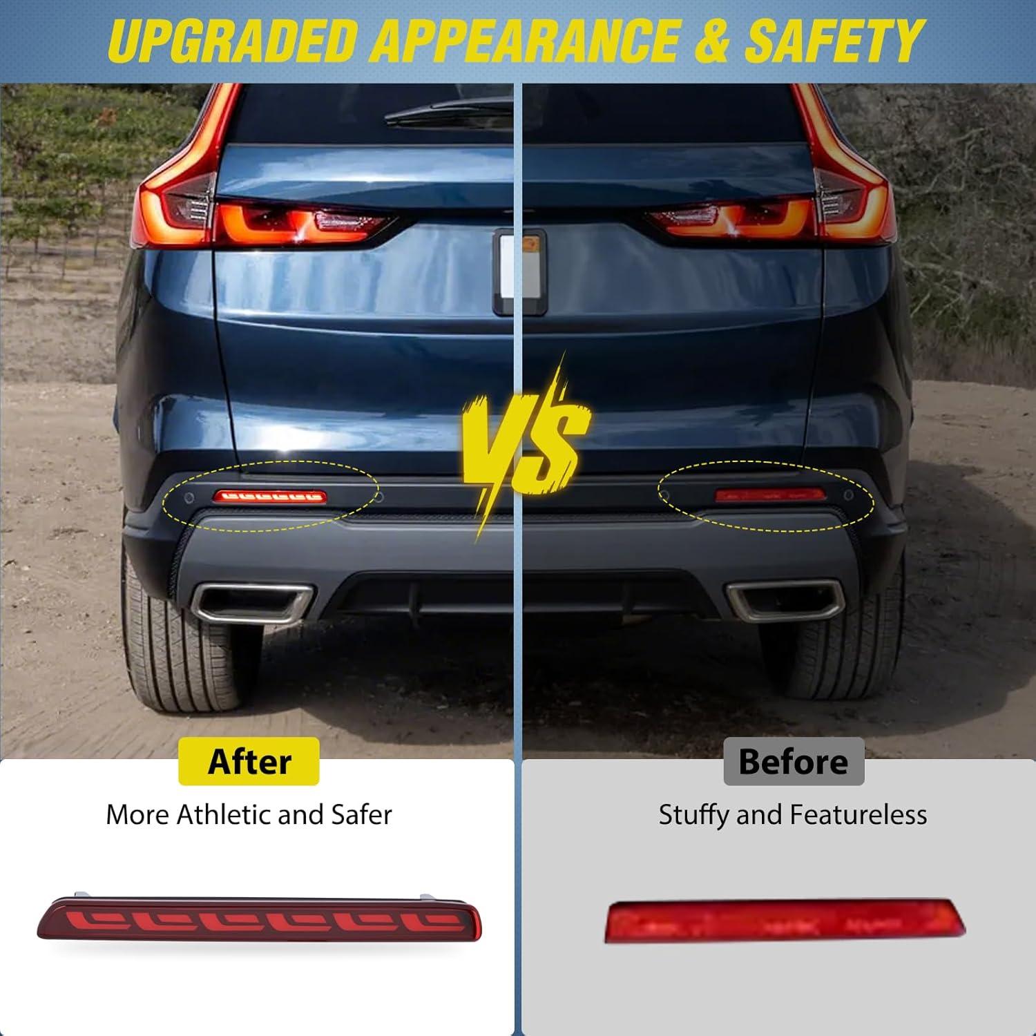 image:imageNilight Rear Bumper Tail Light Compatible with 2023 2024 Honda CRV Red Lens LED Reflector Rear Bumper Lamps Brake Turn Signal Sequential Flashing Driving Taillights ReplacementRed