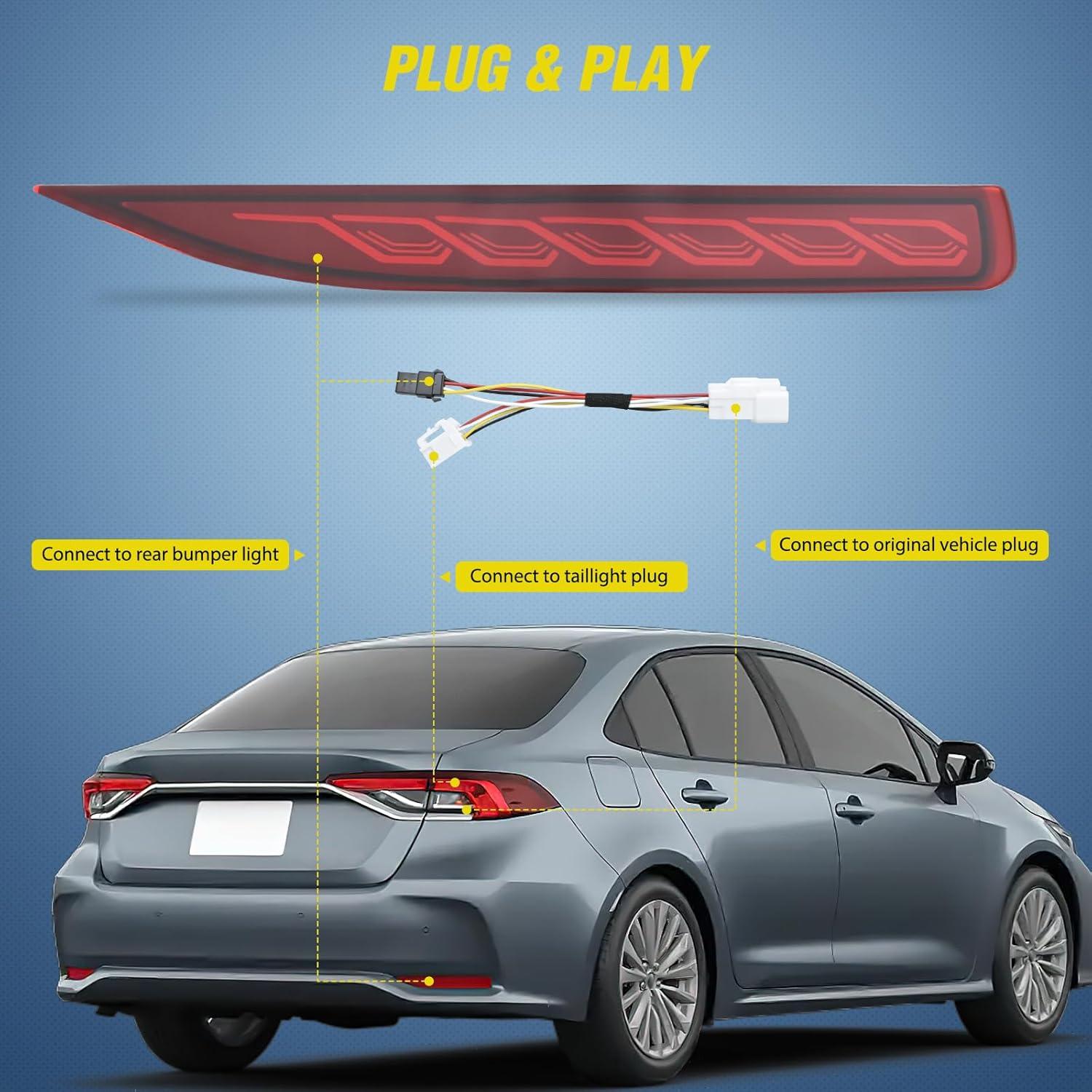 image:imageNilight Rear Bumper Tail Light Compatible with 2023 2024 Honda CRV Red Lens LED Reflector Rear Bumper Lamps Brake Turn Signal Sequential Flashing Driving Taillights ReplacementRed