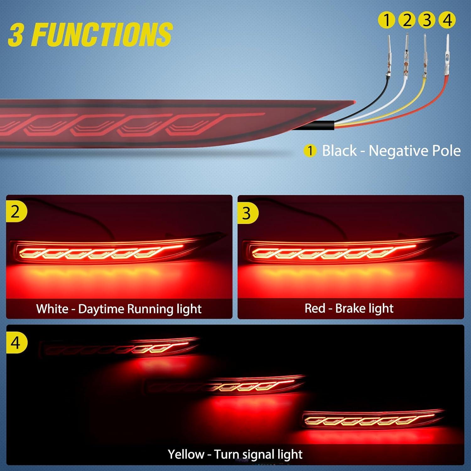 image:imageNilight Rear Bumper Tail Light Compatible with 2023 2024 Honda CRV Red Lens LED Reflector Rear Bumper Lamps Brake Turn Signal Sequential Flashing Driving Taillights ReplacementRed