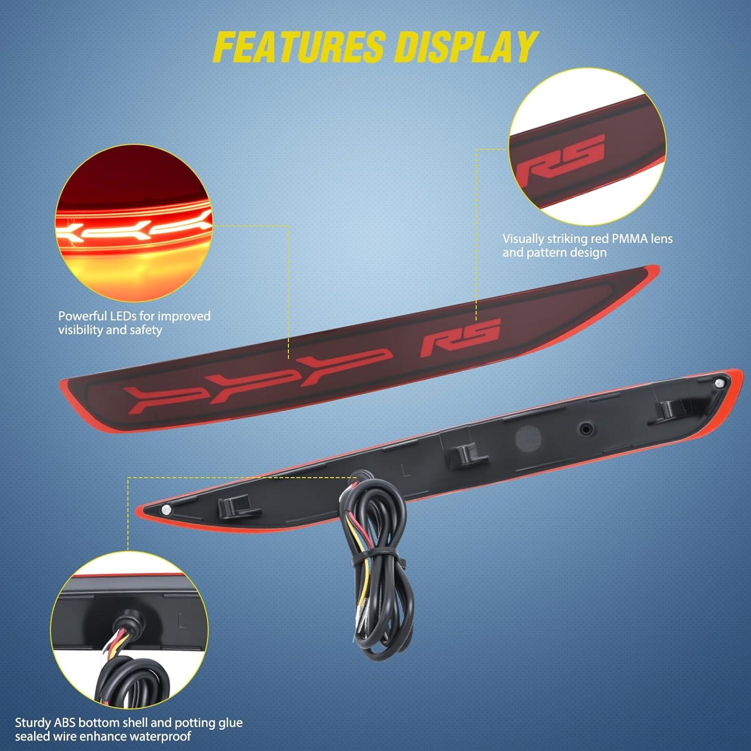 image:imageNilight Rear Bumper Tail Light Compatible with 2023 2024 Honda CRV Red Lens LED Reflector Rear Bumper Lamps Brake Turn Signal Sequential Flashing Driving Taillights ReplacementRed